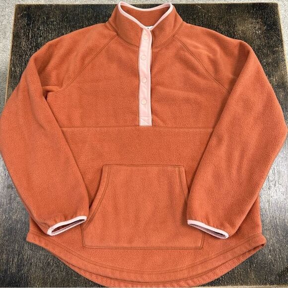 Sonoma Women's Fleece Pullover 1/4 Snap Buttons Burnt Orange Color Size L NWOT - Picture 4 of 9